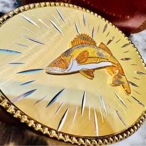 Vintage Stainless steel trout belt buckle